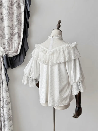 All White Gothic Edward Neck / V-neck Top