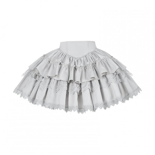 Skirt Tiered Lolita Waist Boned Gothic Silver