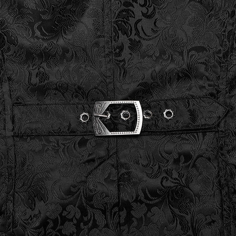 Goth Jacquard Men's Red Black Waistcoat