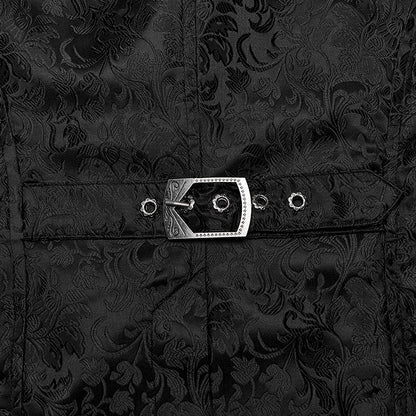 Goth Jacquard Men's Red Black Waistcoat