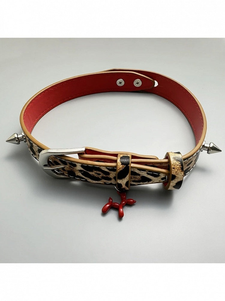 Brown Metal Buckle Red Dog Choker - YSHXS