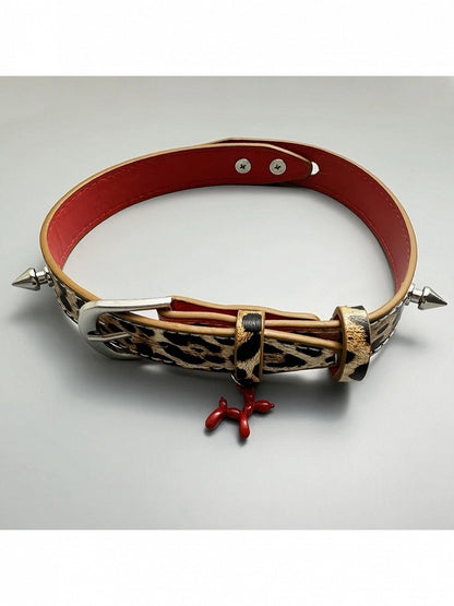 Brown Metal Buckle Red Dog Choker - YSHXS
