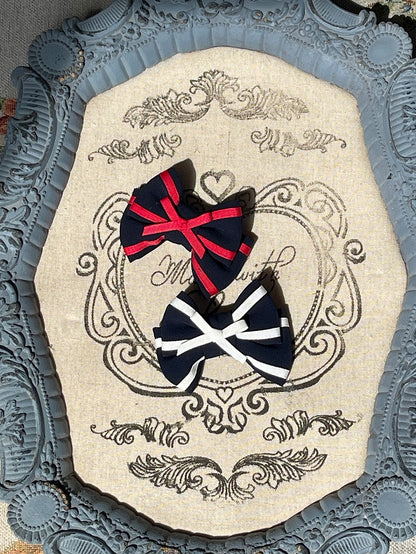 Bowknot / Dark Blue White Hairclip