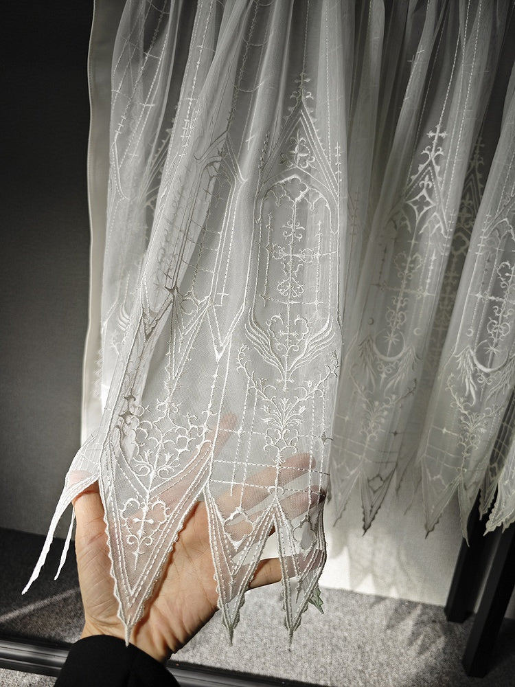 White / Black Embroidery Details Maid Lolita Apron