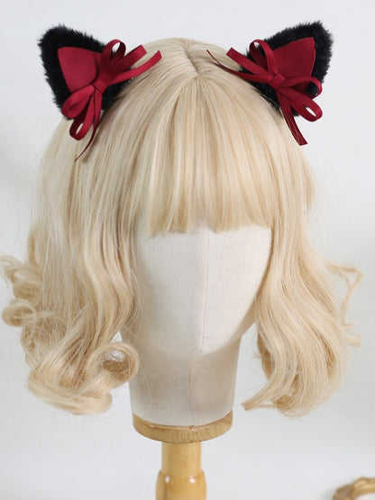 Plush Ear 5 Hairclips Kitty Colors Pair of A