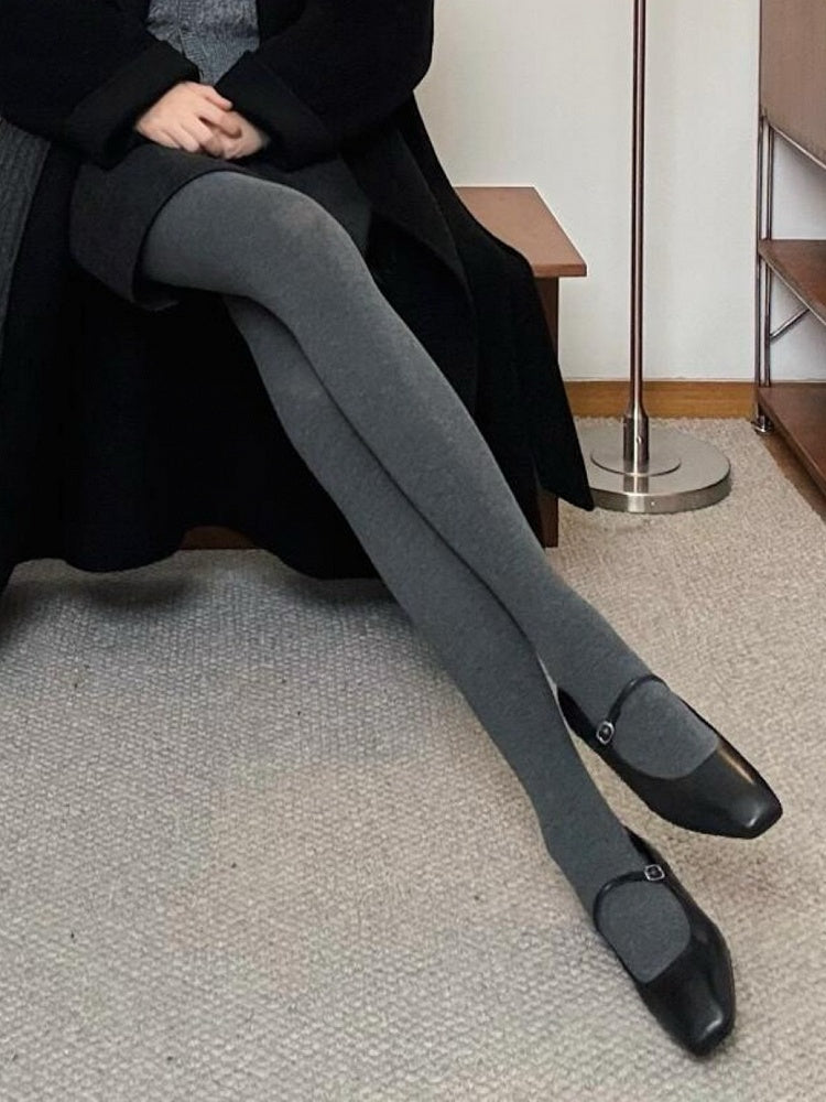 Minimalist Design Solid Tights - Xi Shang Mei Shao