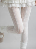 Cutout White Jacquard Tights