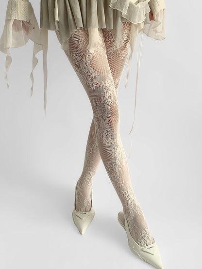 Tights Fishnet Floral Lace Pattern 5 Colors