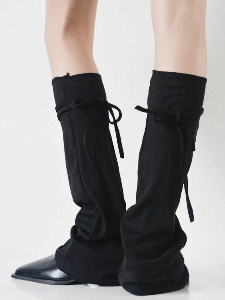 Black/White/Gray Thin Leg Design Strappy Warmers