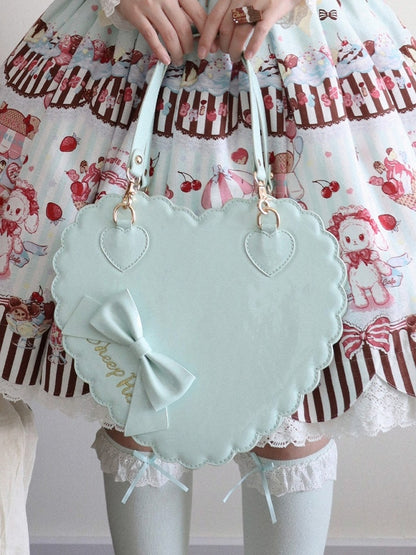 Crossbody/Hand Design Bag - Bow Mint Accent Small/Large Sweet Lolita Heart Zipper Size for Cookie