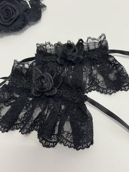 Wrist Lace Cuffs Black Gothic
