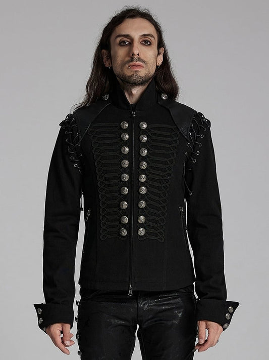 Black & Sliver Men's Punk Military Jacket