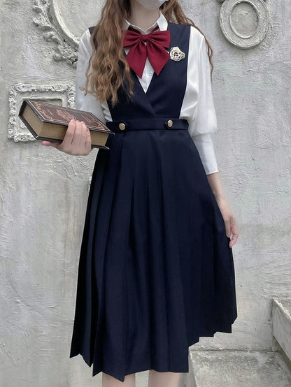 70cm Dunkel/Hochtaillierter Kellerfaltenrock Overall 65 Blau Länge