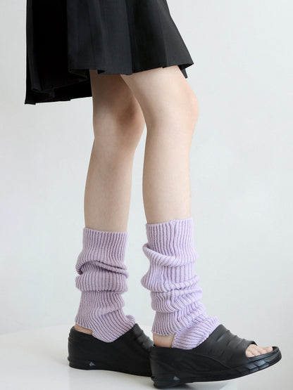 4 Colors Footed Knitted Leg Warmers