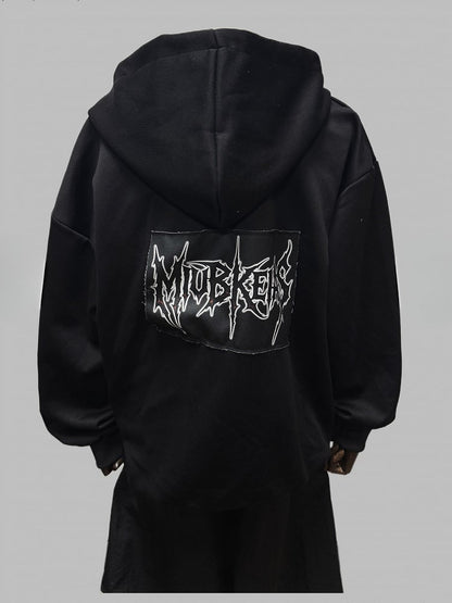 Schwarze Jacke mit Zweiwege-Knopfleiste und Reißverschluss