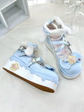 Mary Blue Lolita Janes Sweet Elements Design Starry Crisscross Night with Platform