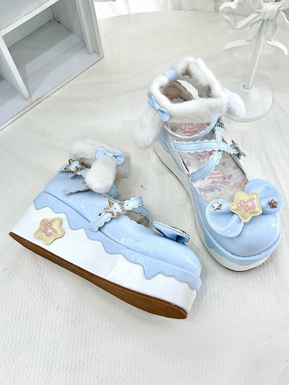 Mary Blue Lolita Janes Sweet Elements Design Starry Crisscross Night with Platform