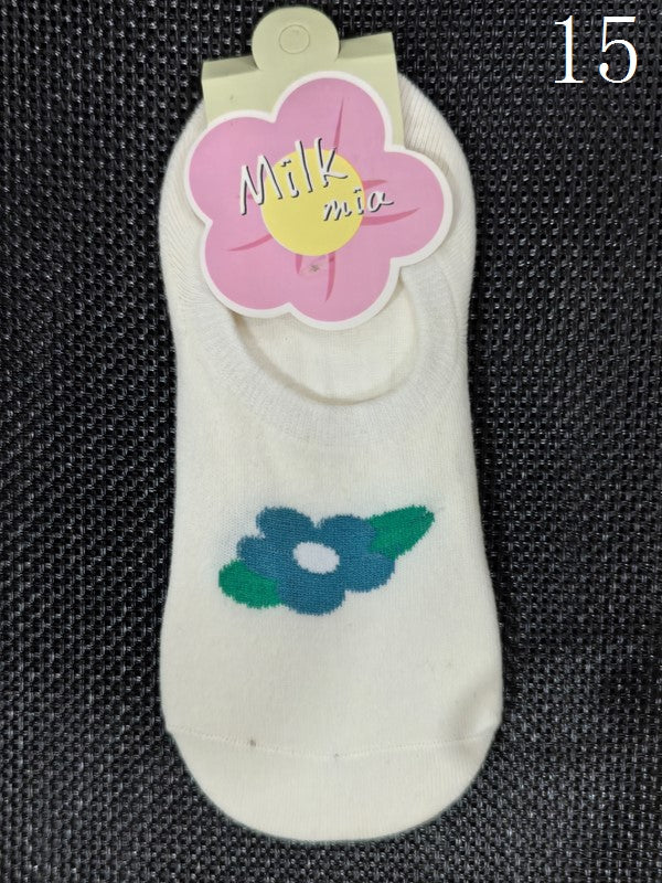 Cake/Apple/Bear/Puppy/Bowknot/Polka-dot/Striped Pattern/Floral Options Socks Ankle Colorful Print 17 With