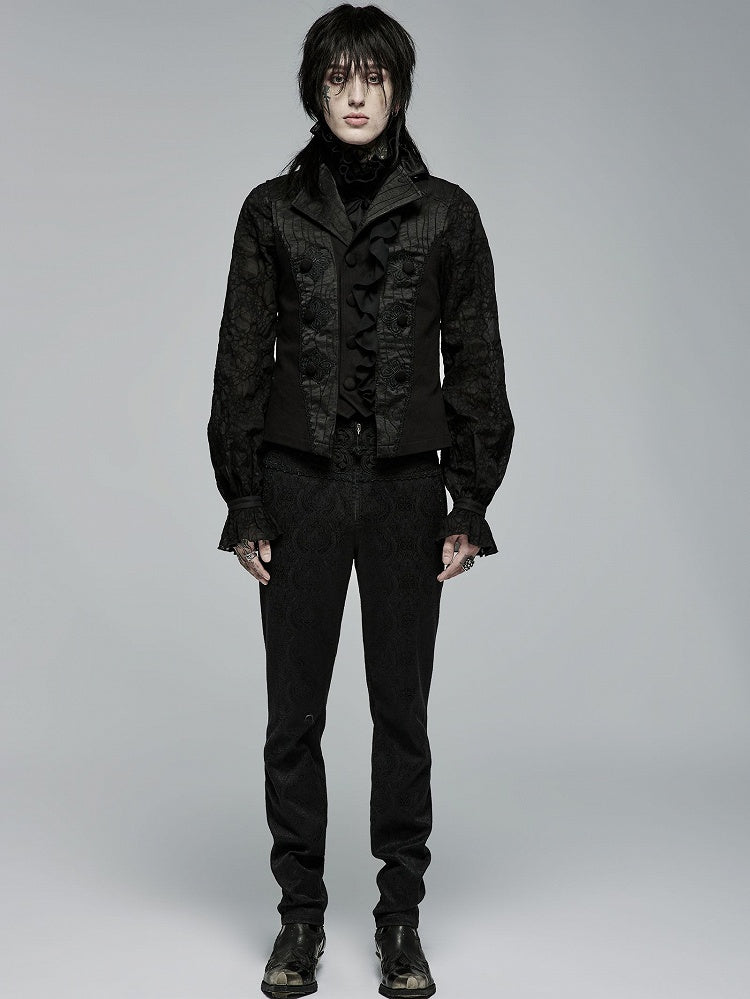 Vest Men's Black Jacquard Noble Gothic