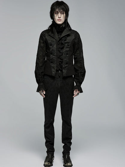 Vest Men's Black Jacquard Noble Gothic