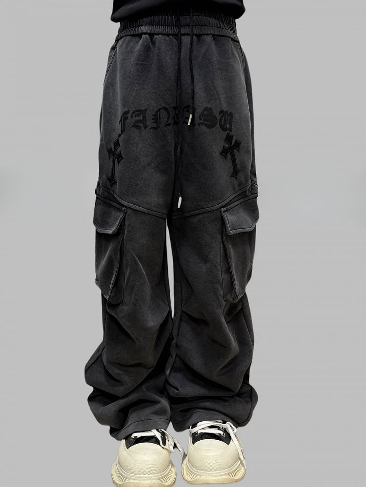 mit dunkler Design-Waschung Hose Faded Punk Grey