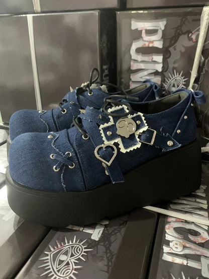 Blue with Punk Studs Shoes