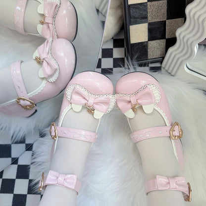Bow Sweet Janes with 5cm Details Theme Bunny Mary Lolita Heeled Pink