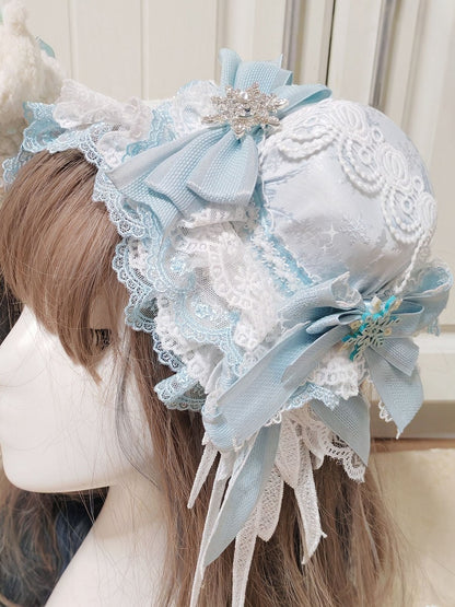 Clips Snowflake Hat Mini Bowknot Pink Decorated Lolita With / Blue