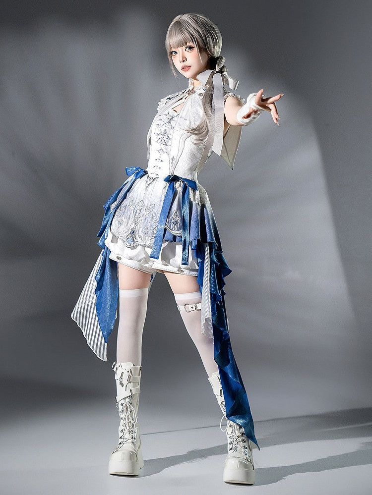 Elegantes Ouji Fashion Dreiteiliges Ensemble: Kleid