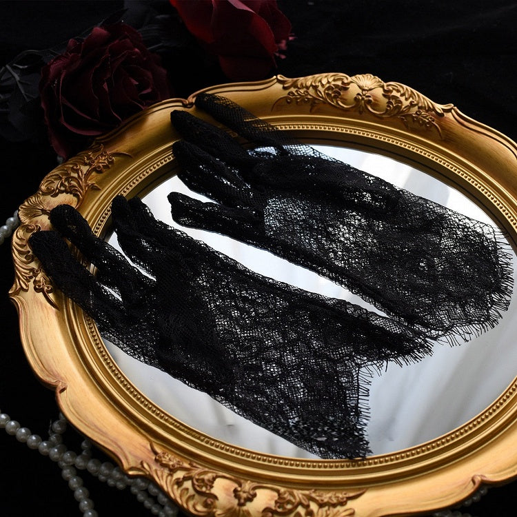 Lace Black/White Gloves