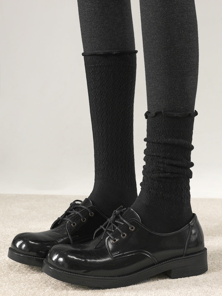 Colors Calf 4 Trim Knitted Socks Ruffled