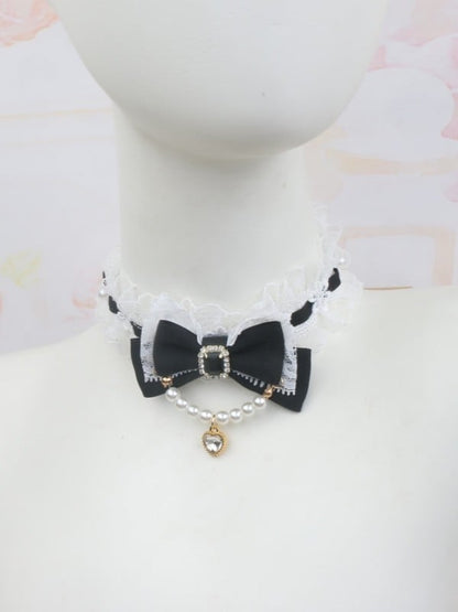 Pearl Color Options Jirai Lace Chain Kei Choker 4 Bowknot