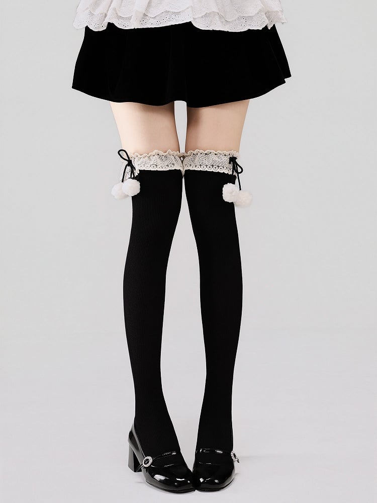 Pom-Pom Pattern Ruffled Stockings Decoration Vertical Colors Striped with 7 48CM