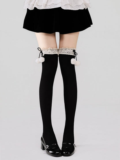 Pom-Pom Pattern Ruffled Stockings Decoration Vertical Colors Striped with 7 48CM