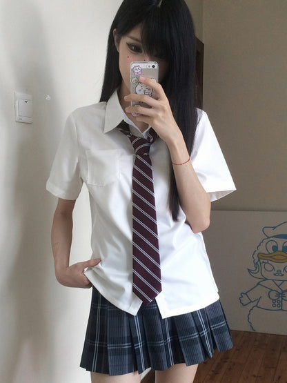 Short Style Preppy JK Shirt Uniform White Sleeves