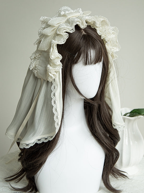 Hairband Beige Detachable Veil with