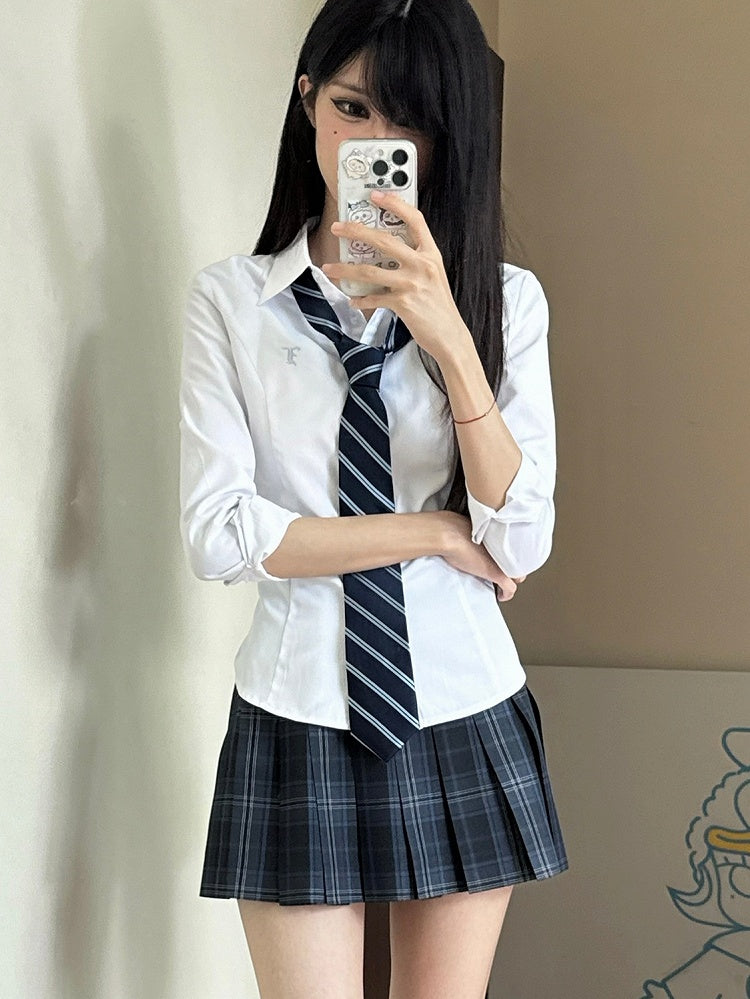 Uniform Preppy Weißes Hemd Stil JK