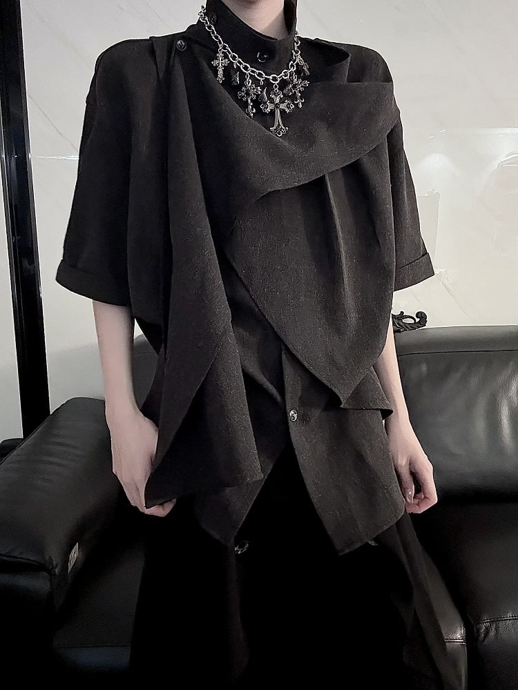 with Short Scarf Design Sleeve Black Top Prince