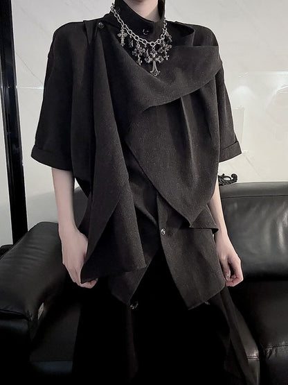 with Short Scarf Design Sleeve Black Top Prince