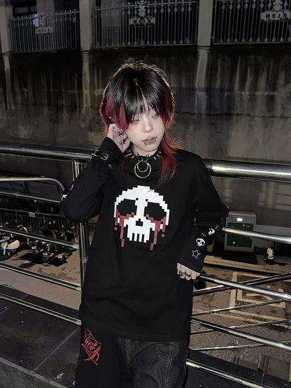 Print White Two-pieces Faux Top Black with Skeleton and Stars