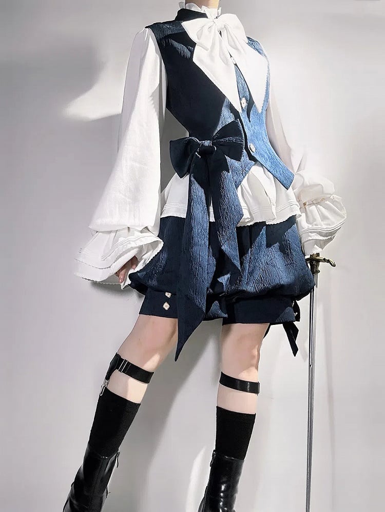 Shorts Jacquard Knickerbocker Lolita Blau Ouji