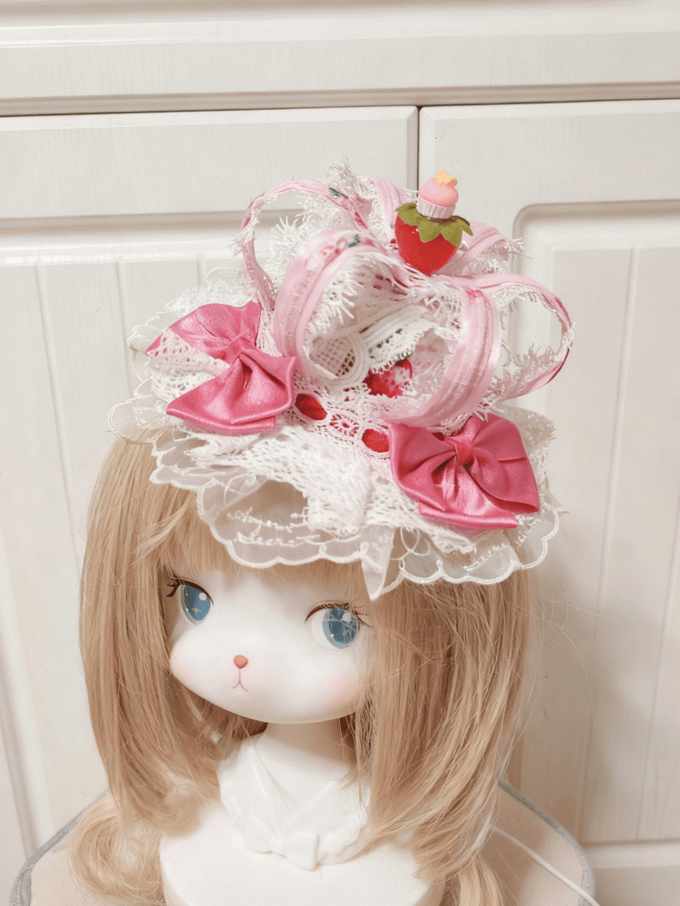 Bowknot Crown Color Sweet Lolita Mini Options Strawberry 2 Hat