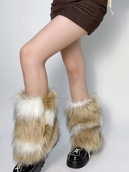 Plush Brown Warmers Y2K-Style 25CM/40CM Leg and White