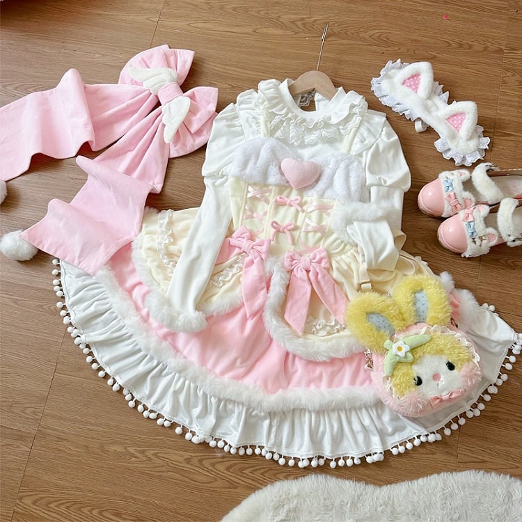 Trimming Yellow Autumn for Winter Sweet Lolita Plush and Dress