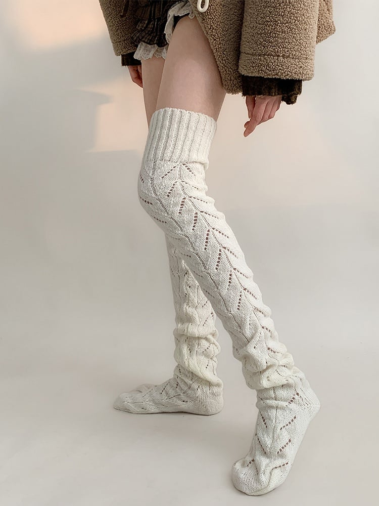 Knit Openwork Cable Stockings