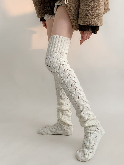 Knit Openwork Cable Stockings