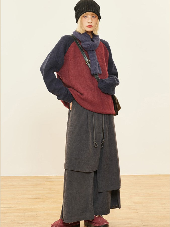 Wide-leg Cut Dark Design Pants Asymmetrical Gray