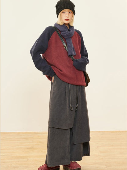 Wide-leg Cut Dark Design Pants Asymmetrical Gray