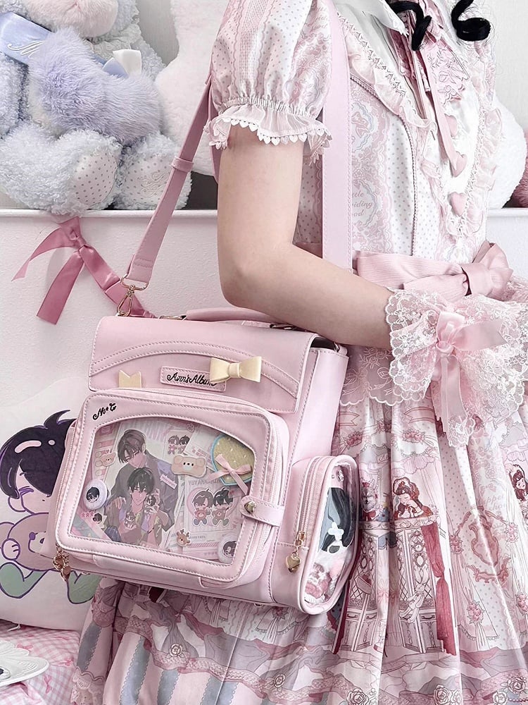 Ita Bow With Pink Transparent 2-Way And Window Bag Decoration