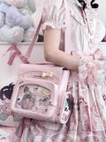 Ita Bow With Pink Transparent 2-Way And Window Bag Decoration